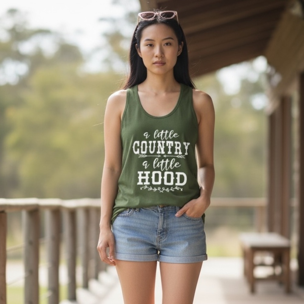 NWT Plus Size Green Graphic Tank “A Little Country A Little Hood” - Size 16/XL